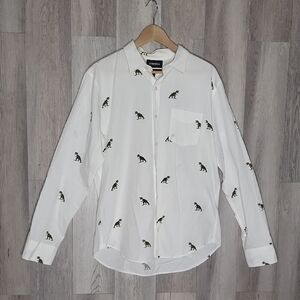 Bonobos Mens‎ Large Slim Fit Button Down Shirt Dinosaur Print Cotton Classic
